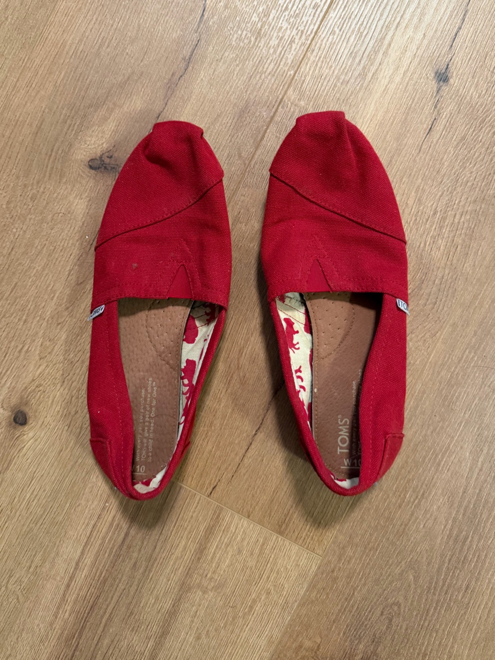 TOMS Red Canvas Classic Slip-Ons